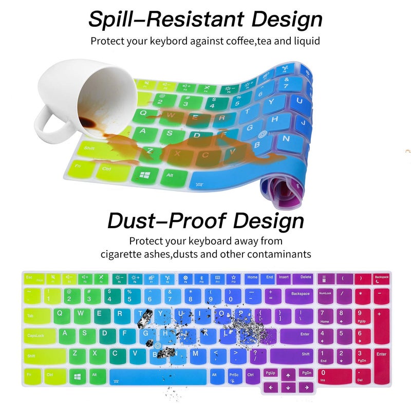 CaseBuy Colorful Keyboard Cover for 15.6" Lenovo ThinkPad E15 Gen 4/3/2 T15 T15p T15g L15 Gen 2 1 P51s P52 P52s P53 P72 P73/ThinkPad E580 E590 E595 L580 L590/ThinkPad T570 T575 T580 T590, Rainbow - Image 5